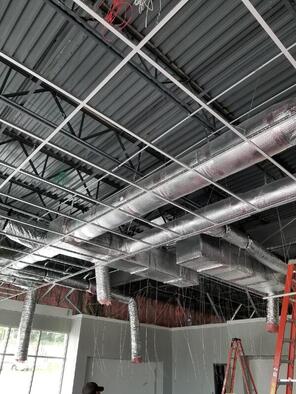 commercial duct installation job in process